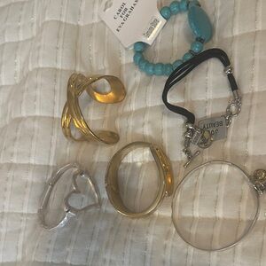 Lot of 6 Faux Gold and faux Silver Bracelets